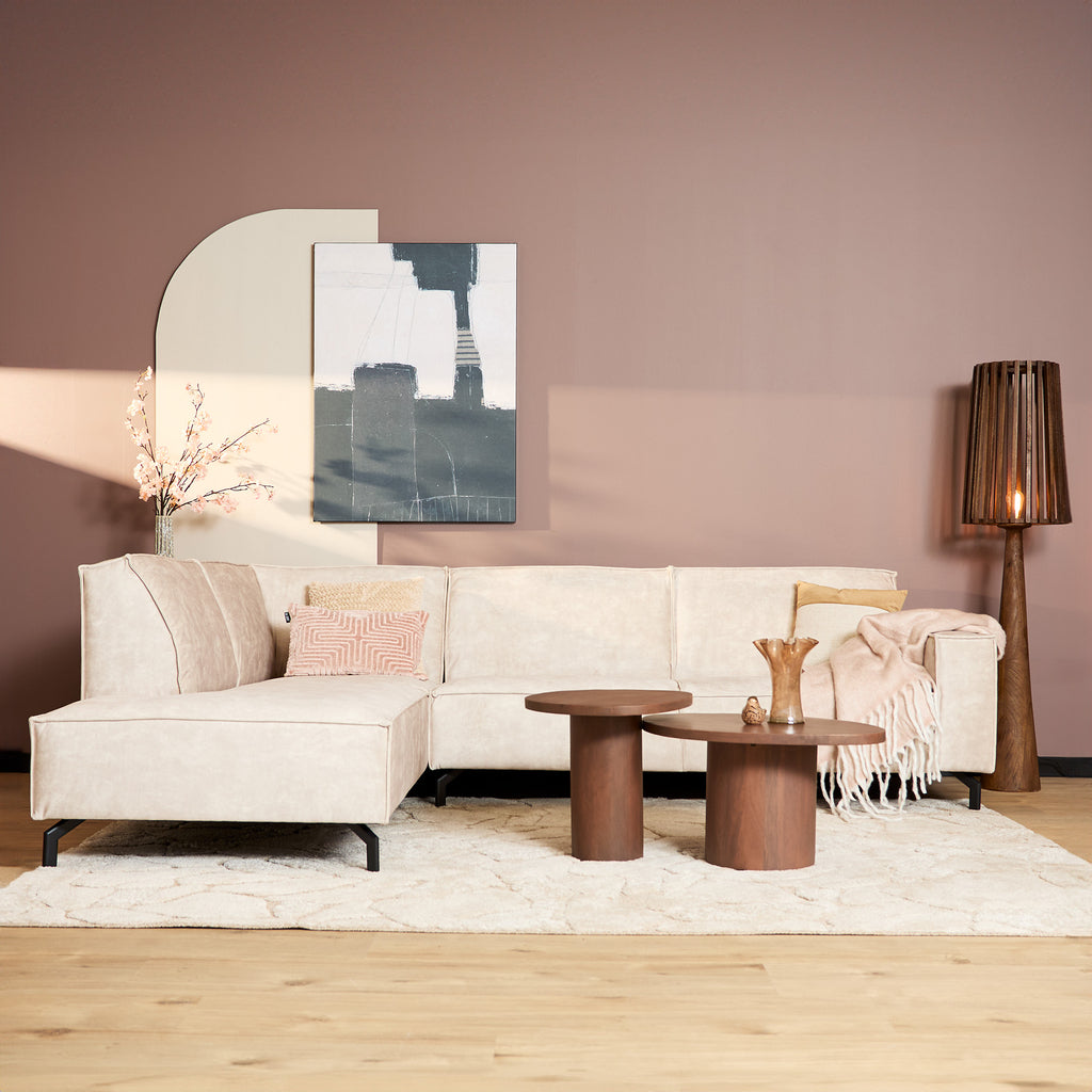 Ecksofa Famous&Glamor Beige 285x210x82 cm – modernes 2,5-Sitzer Sofa mit Recamiere links & hohem Komfort