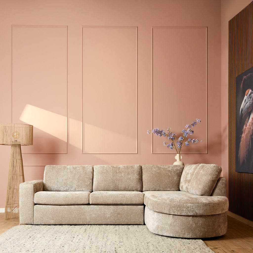 Ecksofa Veronika Beige mit Recamiere rechts – 2,5-Sitzer Sofa Trenza 8 Stoff, 100% Polyester, 285×210×82 cm, modernes Sofa von MeinLieblingsplatz