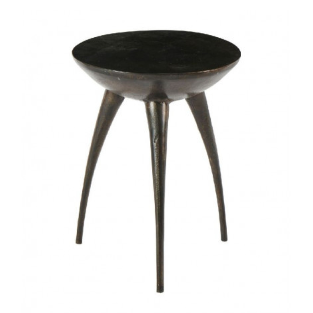 Couchtisch Elze Schwarz – runder Beistelltisch aus Aluminium mit 3 Beinen, 38 x 38 x 55 cm