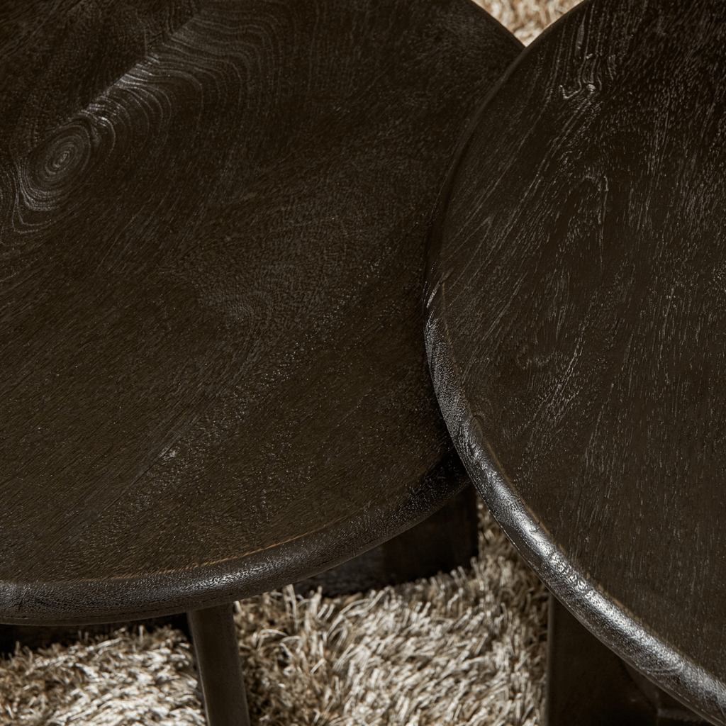 Beistelltisch Mia Schwarz – Mangoholz, 60 x 60 x 45 cm, modernes Design