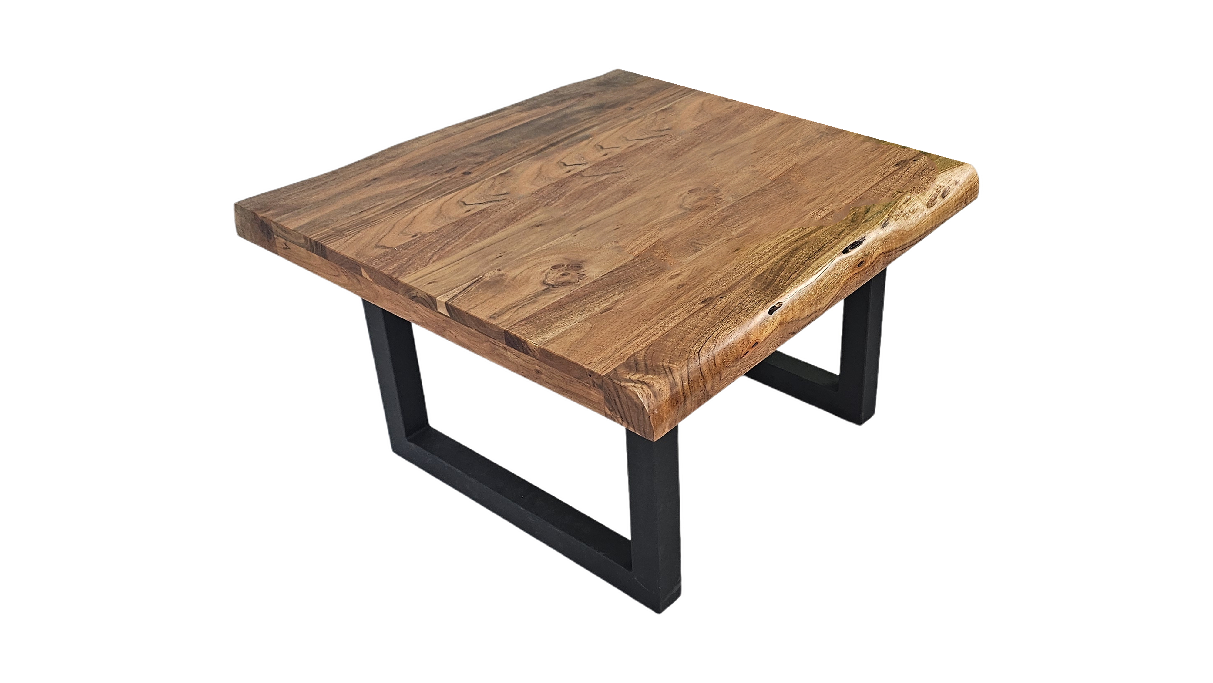 Couchtisch aus Akazie mit Baumkante und U-Gestell | Unikat mit Baumkante