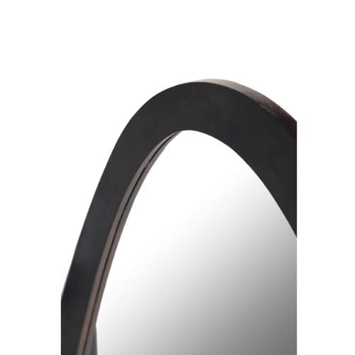 Spiegel Leli Schwarz – Wandspiegel aus Mangoholz 70×120 cm mit organischer Form & elegantem Finish
