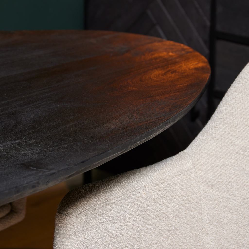 Esstisch Sydney Oval Schwarz – Mangoholztisch 180×90×76 cm mit sandgestrahlter Platte & Metallgestell