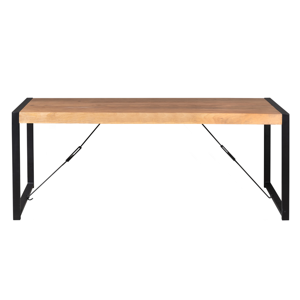 Esstisch Bori Natur – massives Mangoholz 200x90 cm mit U-Gestell
