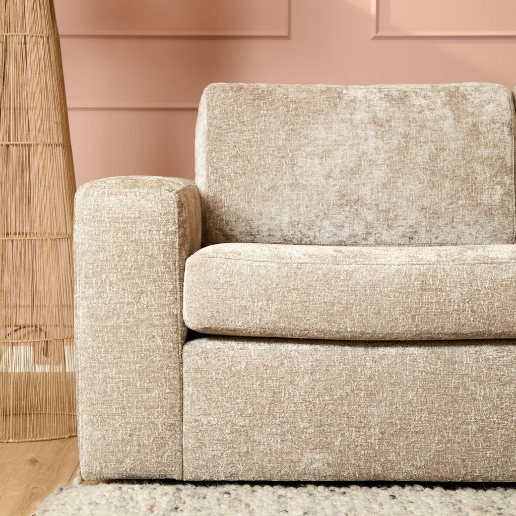Ecksofa Veronika Beige mit Recamiere rechts – 2,5-Sitzer Sofa Trenza 8 Stoff, 100% Polyester, 285×210×82 cm, modernes Sofa von MeinLieblingsplatz