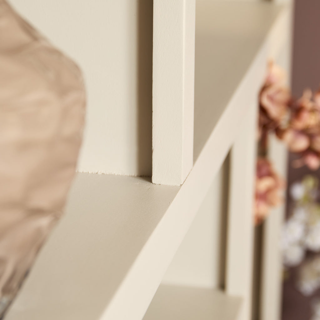 Regal Bali XL Sand 160x45x200 cm – Mangoholz Bücherregal mit offenen Fächern & 3 Türen (Push-to-Open)