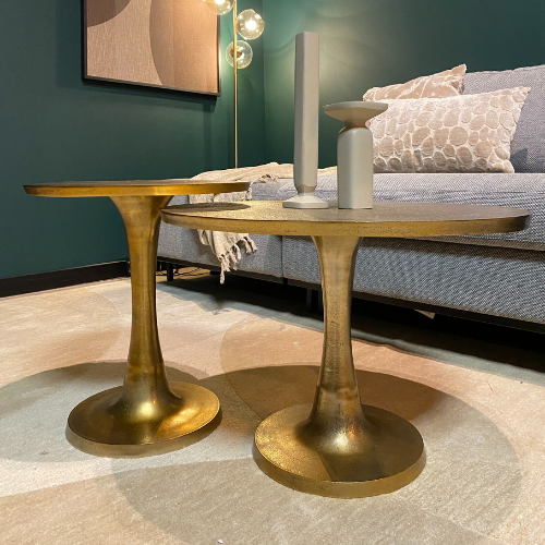 Couchtisch Amara – Aluminium Salontisch in Antik-Gold, 45×45×50 cm, eleganter Beistelltisch im modernen Design