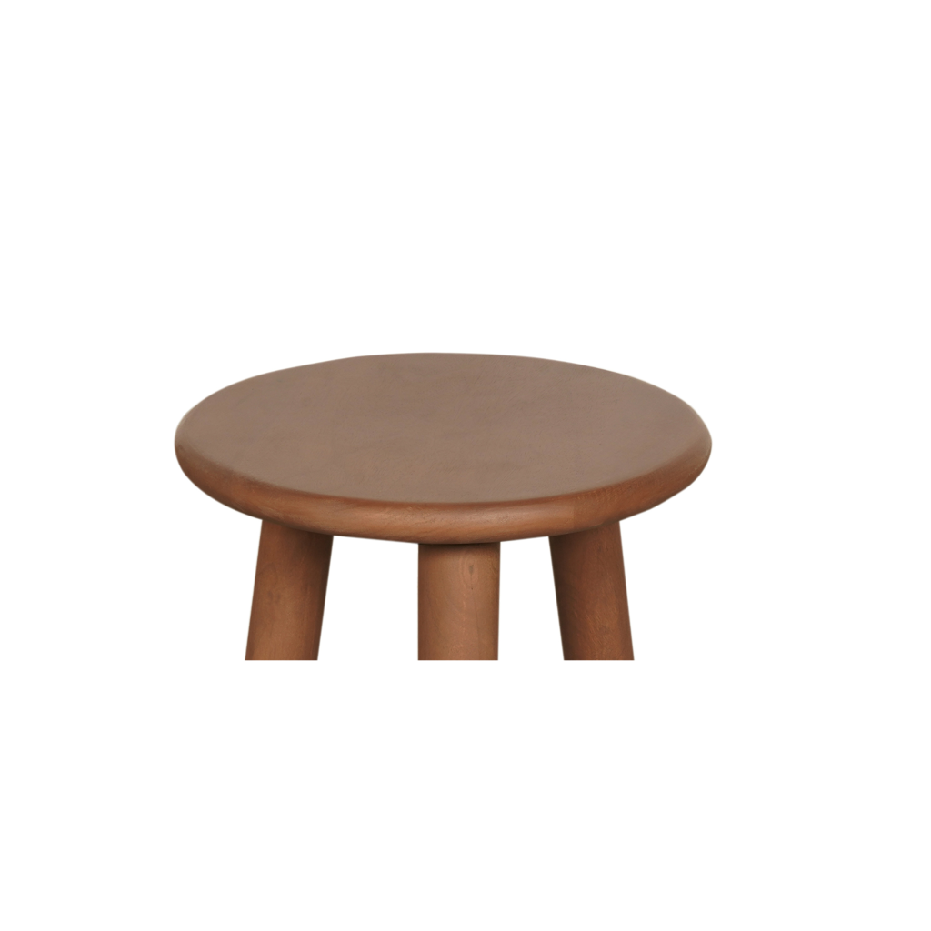 Couchtisch Enzo Walnuss – Massives Mangoholz, rundes Design mit 3 Beinen, 37x37x41 cm