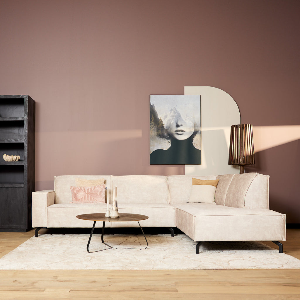 Ecksofa Famous&Glamor Beige 285x210x82 cm – MeinLieblingsplatz Sofa mit Recamiere rechts, Luxus & Komfort