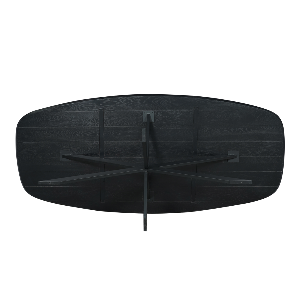 Esstisch Evoque Schwarz 200x100x76 cm – FSC®-zertifizierte Eiche, massive Tischplatte in Schwarz & modernes Gestell