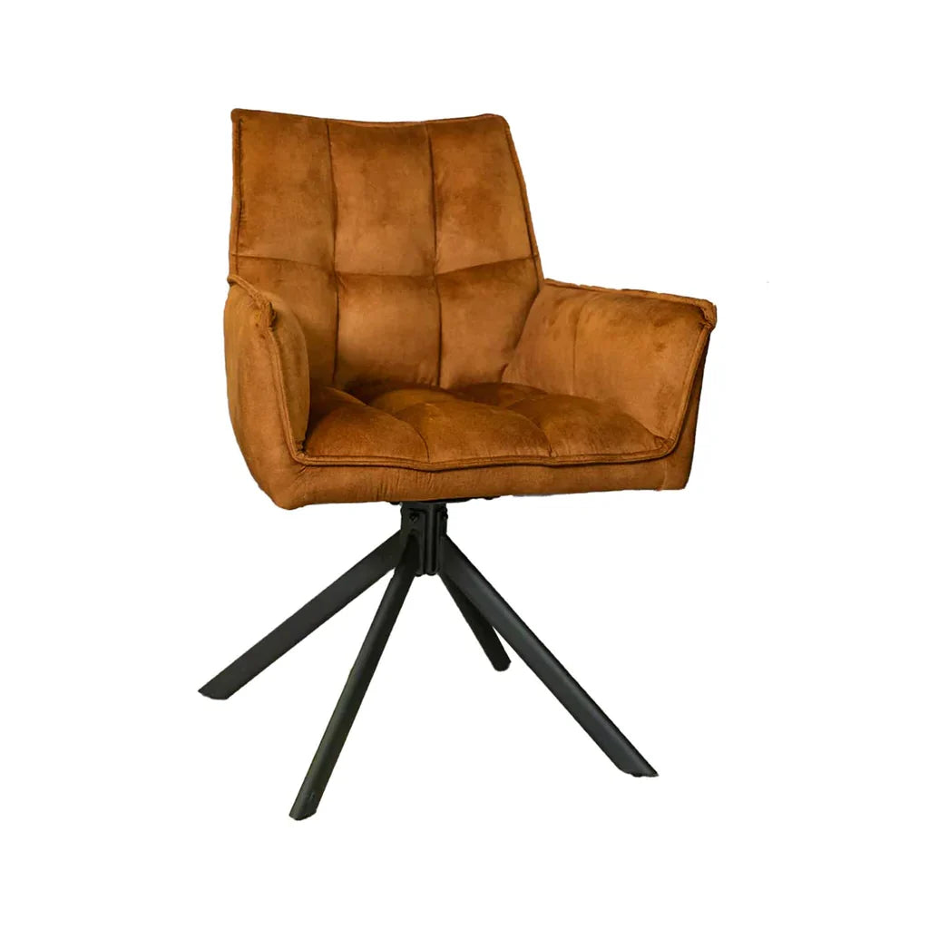 Esszimmerstuhl Daira Velvet Gold – Drehstuhl mit Armlehnen (2er-Set)