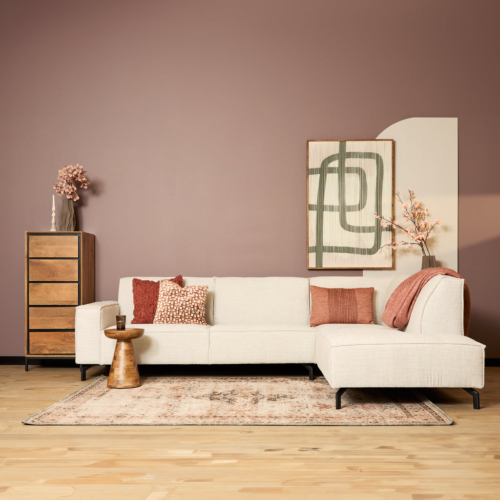 MeinLieblingsplatz Ecksofa Famous&Glamor 2,5-Sitzer mit Récamiere rechts – 285x210x82 cm – Farbe Beige, Strukturstoff