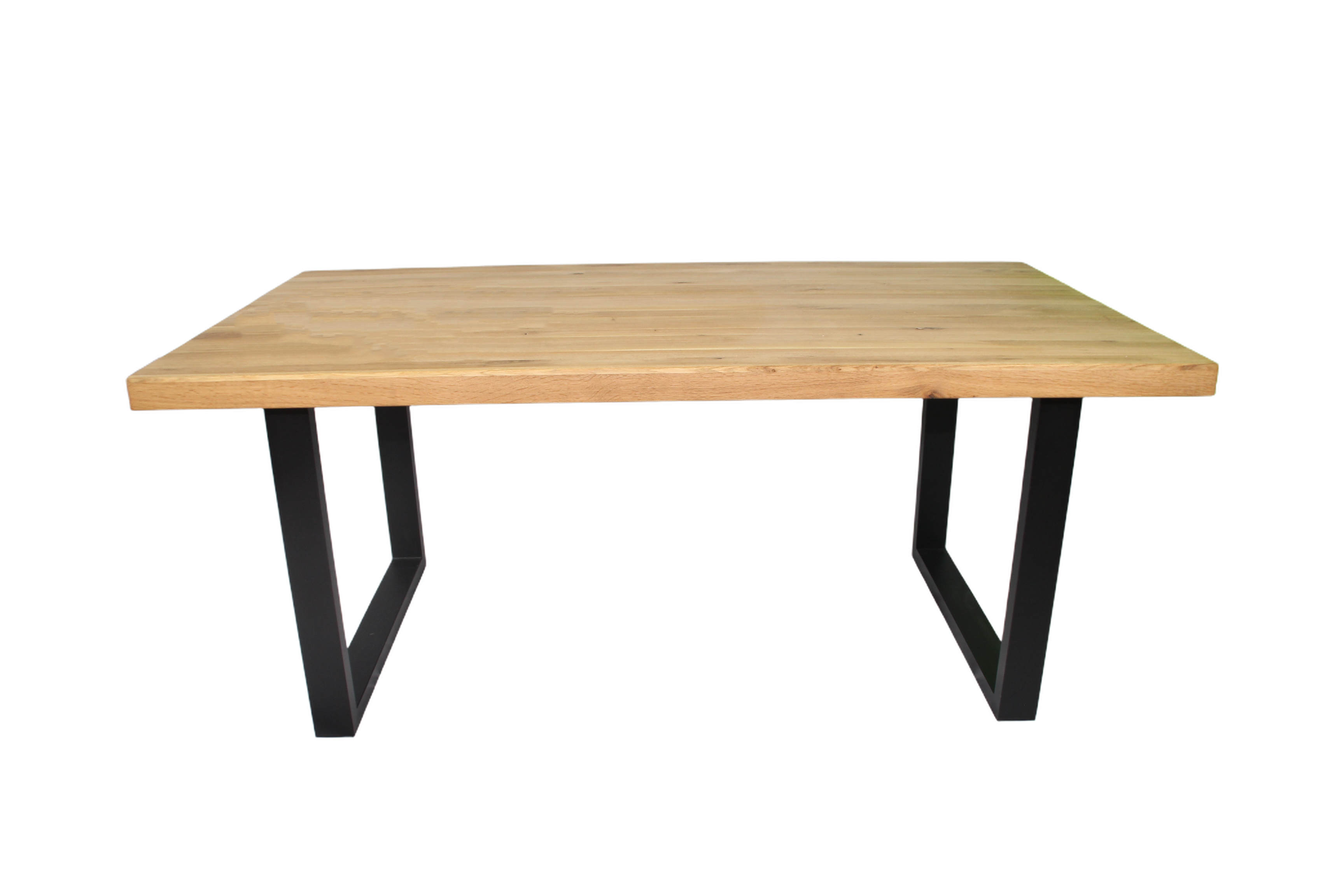 Eiche - Esstisch mit gerade Kante - U-Gestell in Schwarz | Unikat