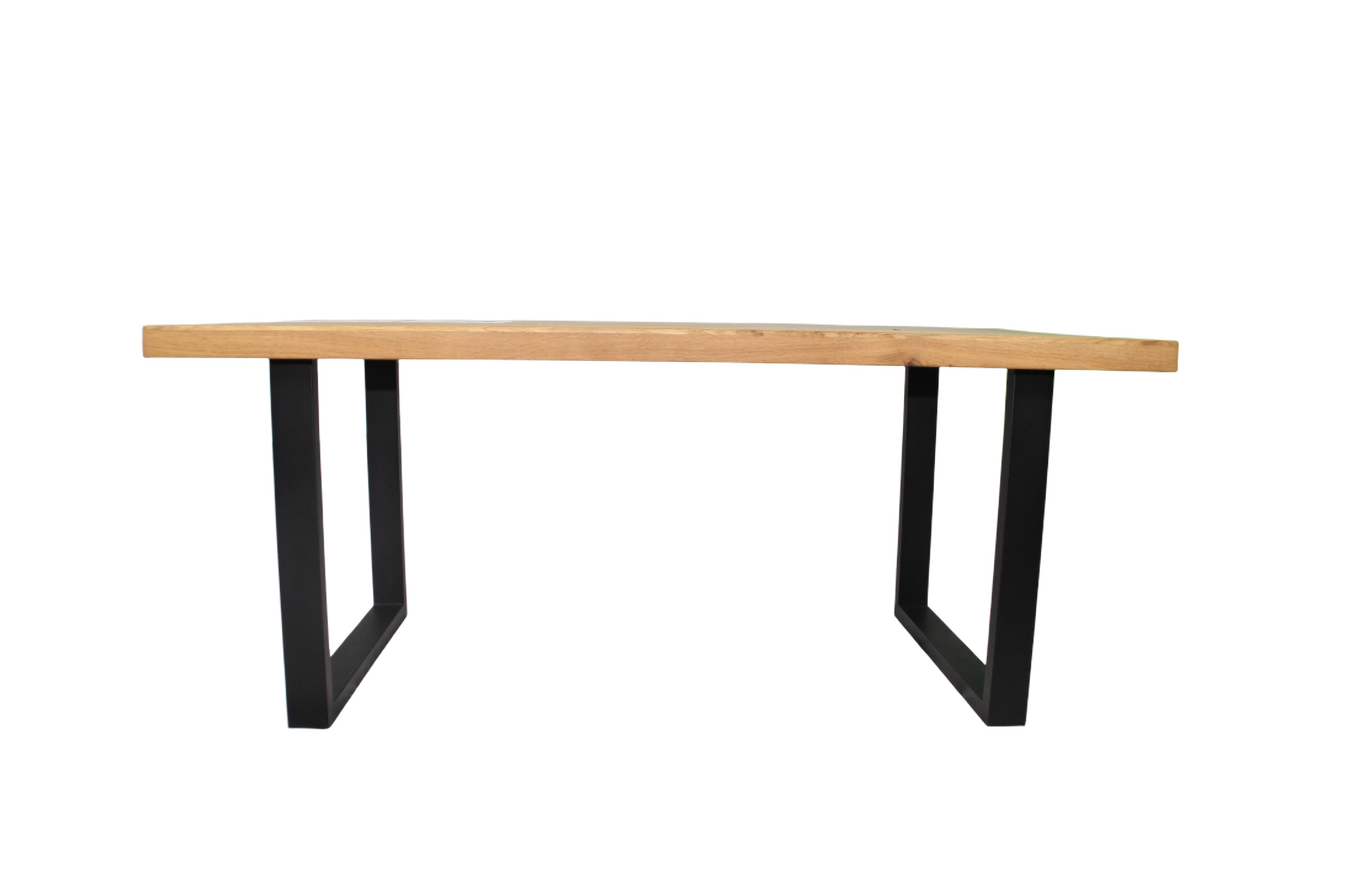 Eiche - Esstisch mit gerade Kante - U-Gestell in Schwarz | Unikat