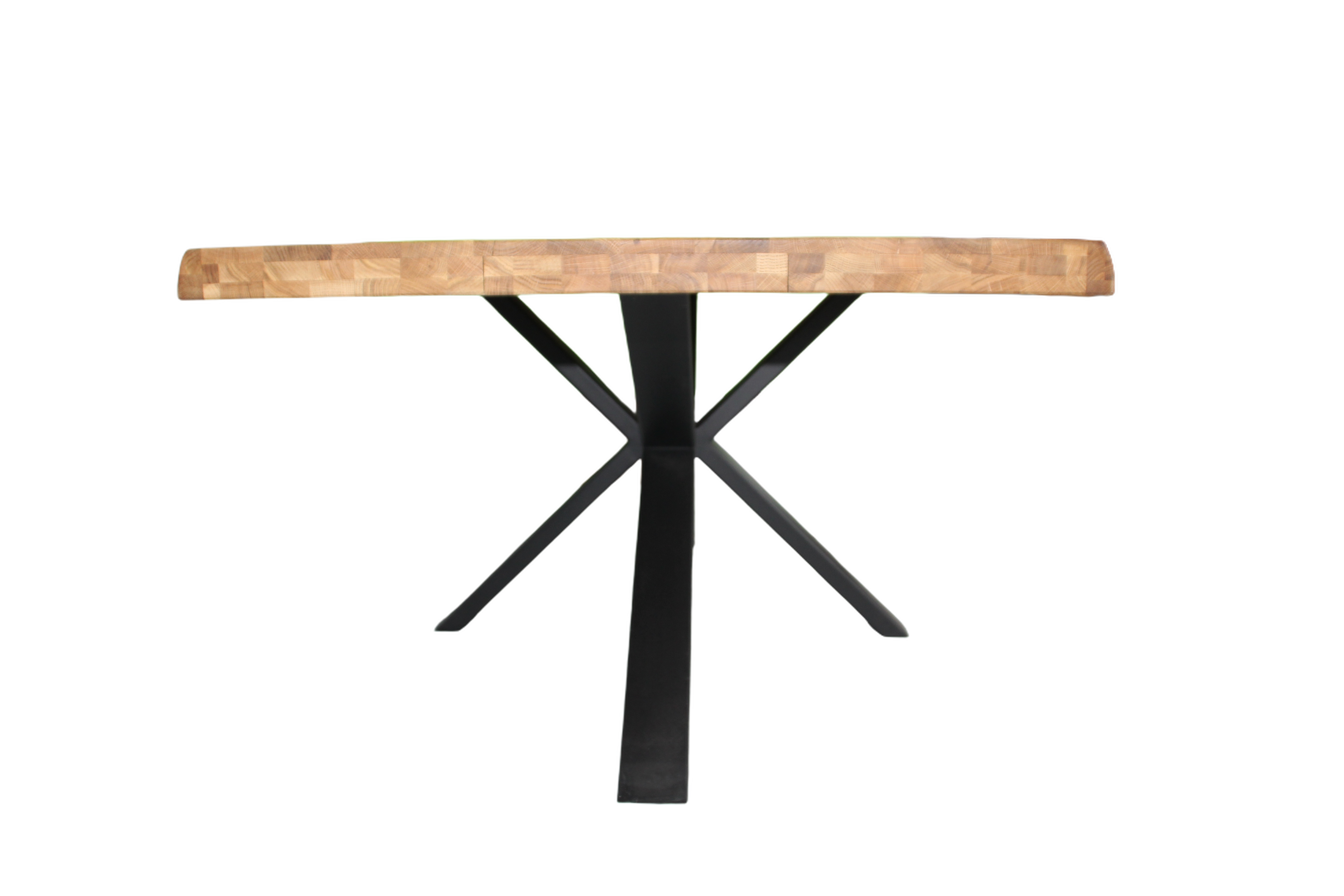 Eiche - Esstisch mit Baumkante - Spider - Gestell in Schwarz | Unikat