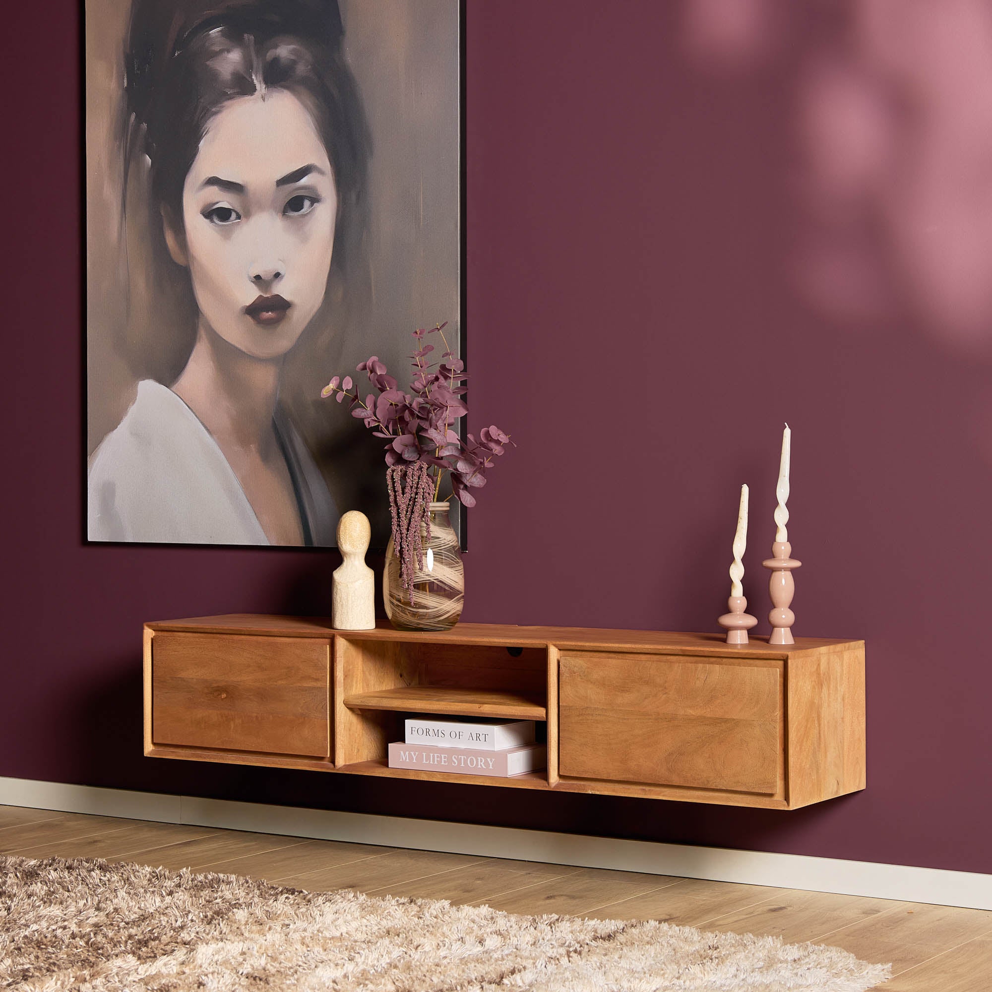 Schwebendes TV-Möbel Ambiance Natur | 160 cm