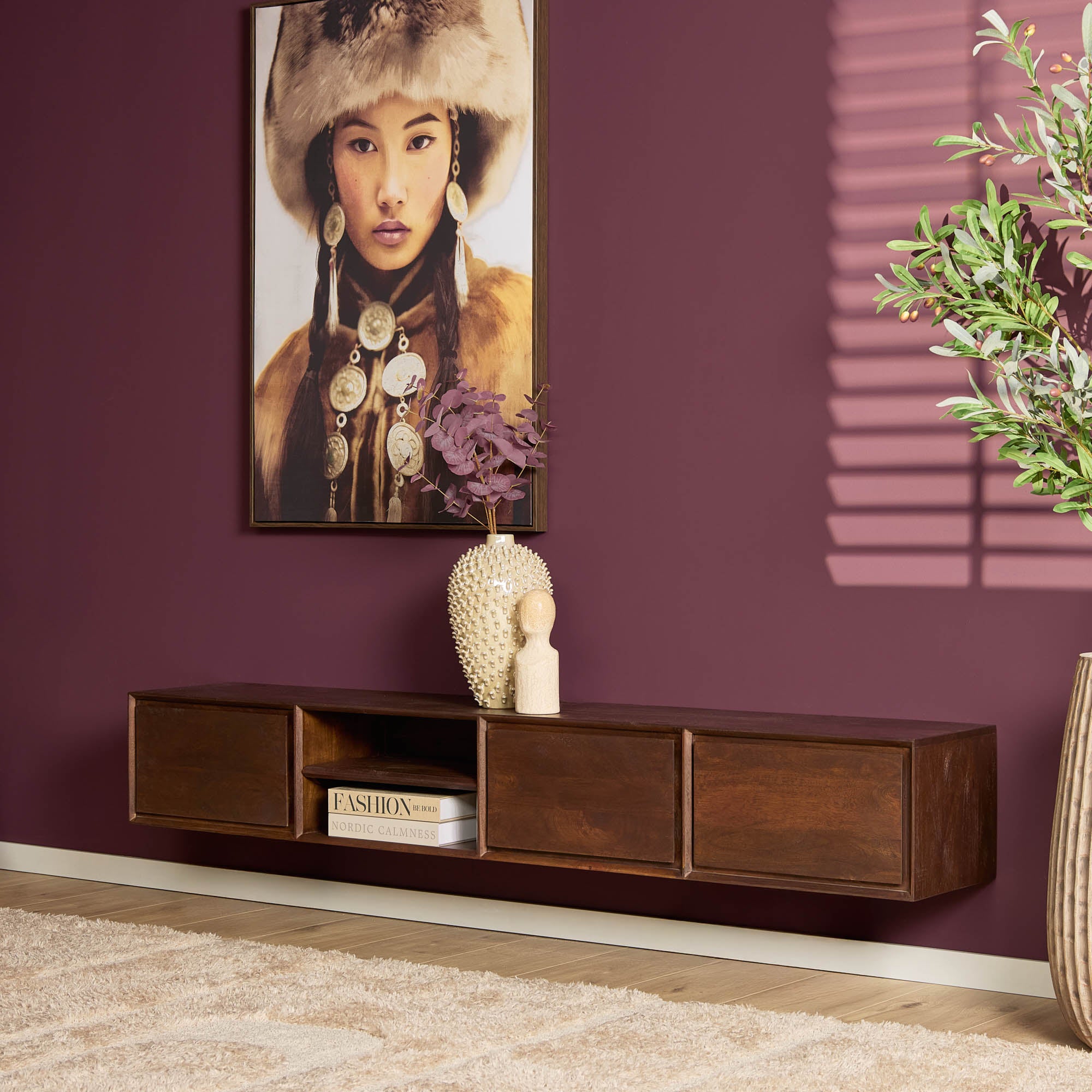 Schwebendes TV-Möbel Ambiance Braun | 200 cm