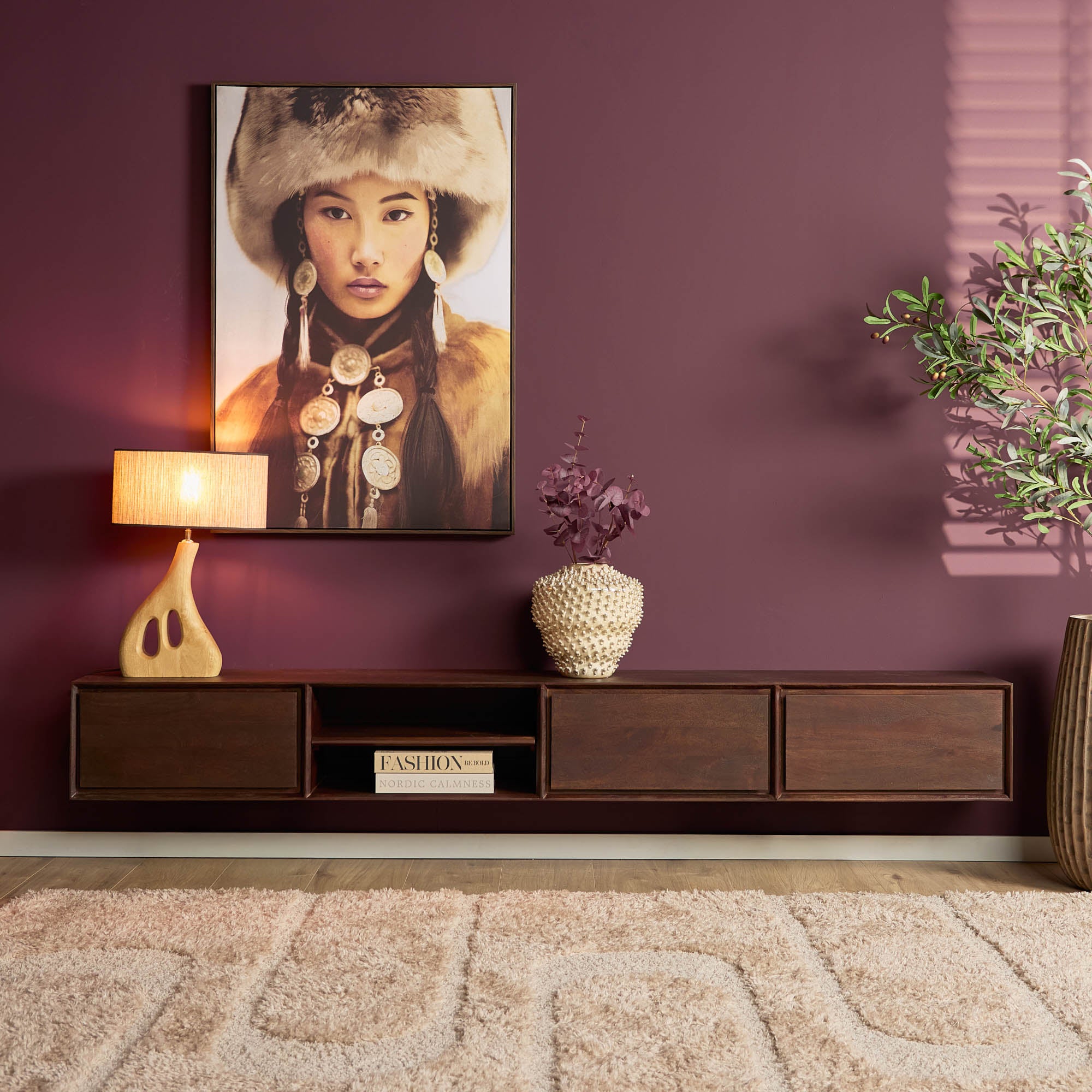 Schwebendes TV-Möbel Ambiance Braun| 240 cm