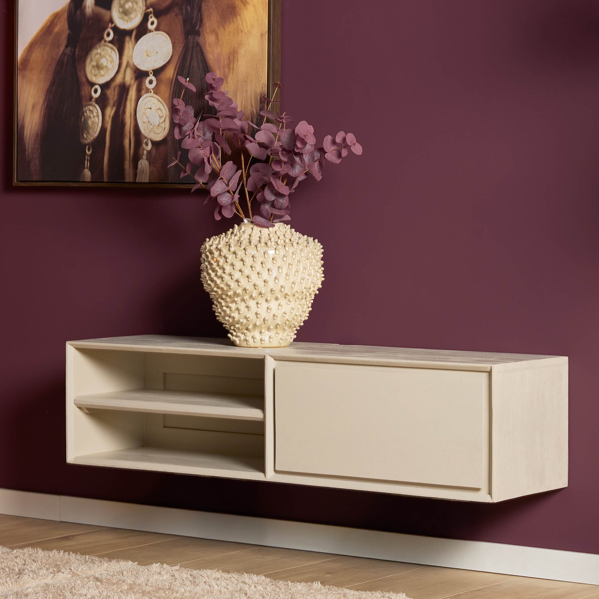 Schwebendes TV-Möbel Ambiance Sand | 120 cm