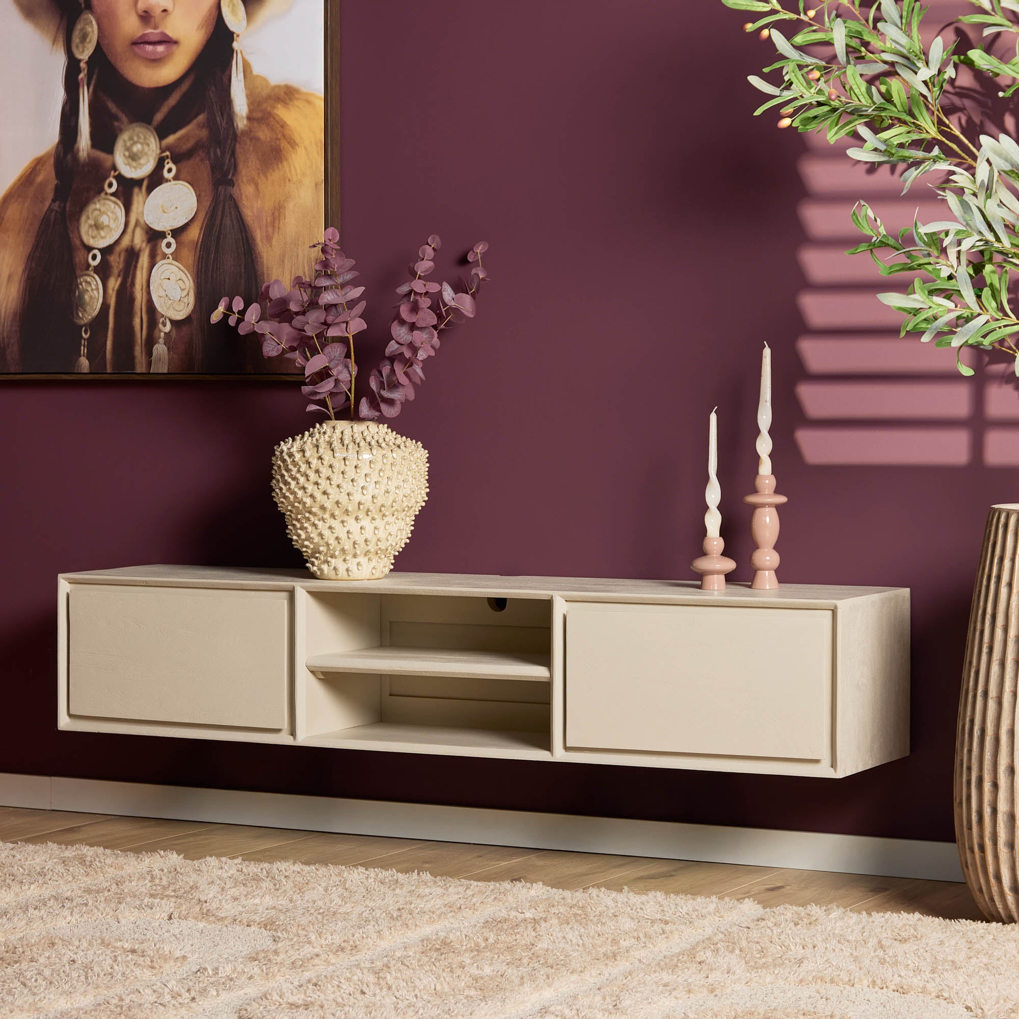 Schwebendes TV-Möbel Ambiance Sand | 160 cm