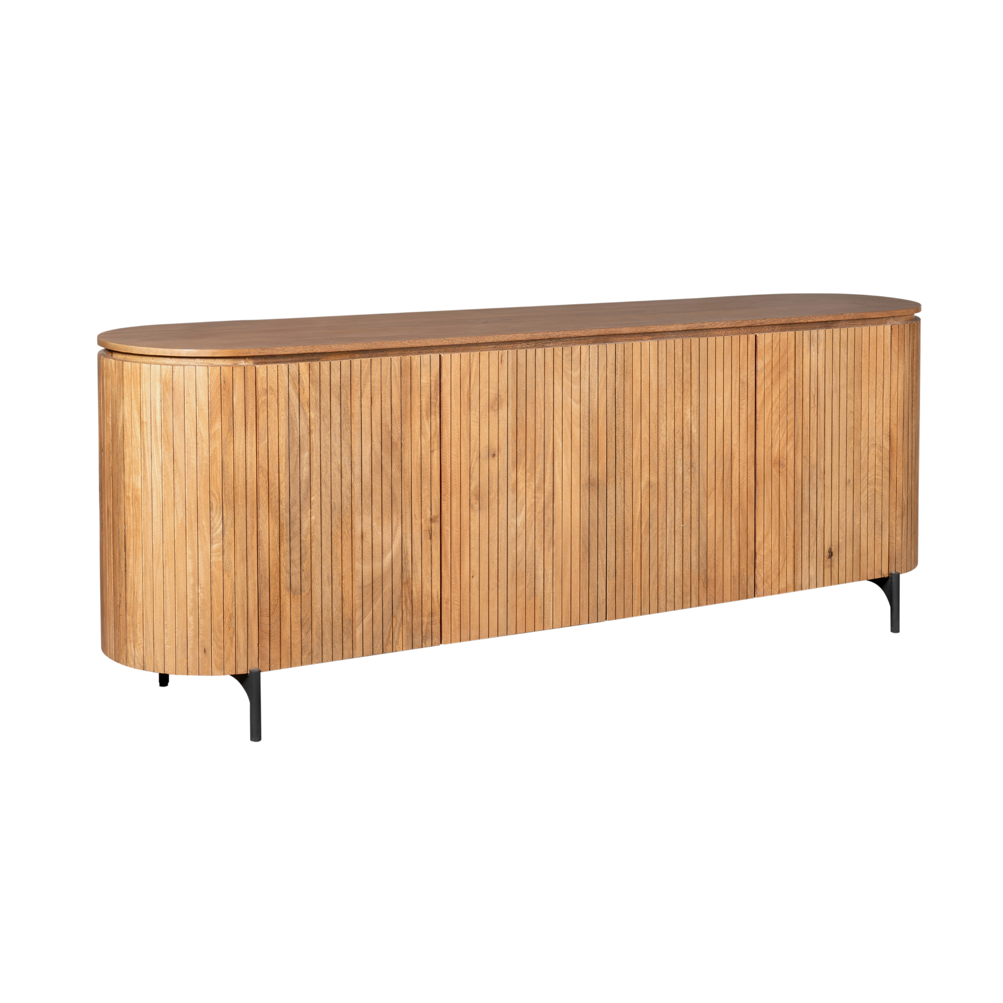 Sideboard Sole Natur 210x45x90 cm – moderne Mangoholz Kommode mit Lamellenfront & viel Stauraum
