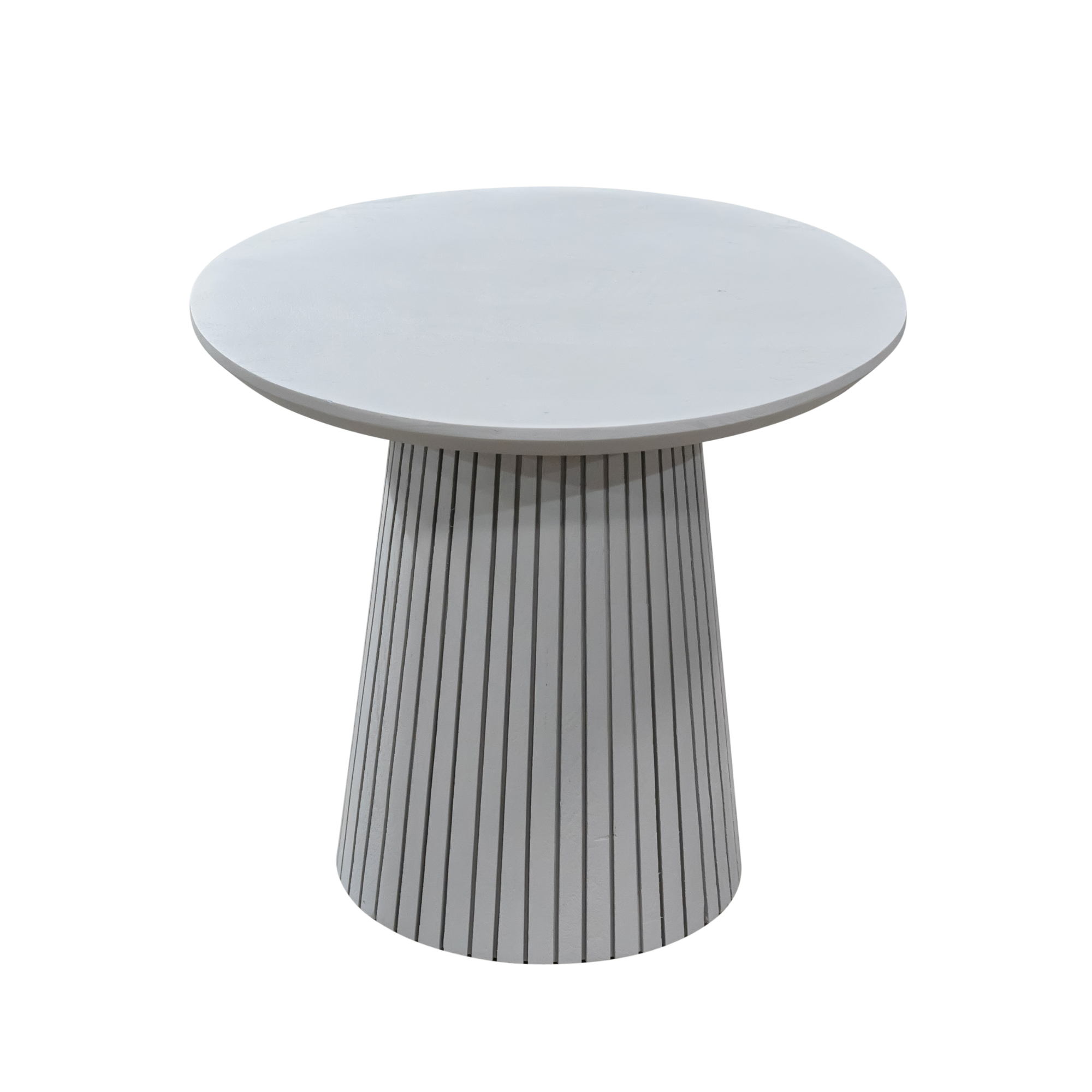 Couchtisch Sole – Runder Tisch mit vertikalem Lamellen-Design, 50 x 50 x 46 cm