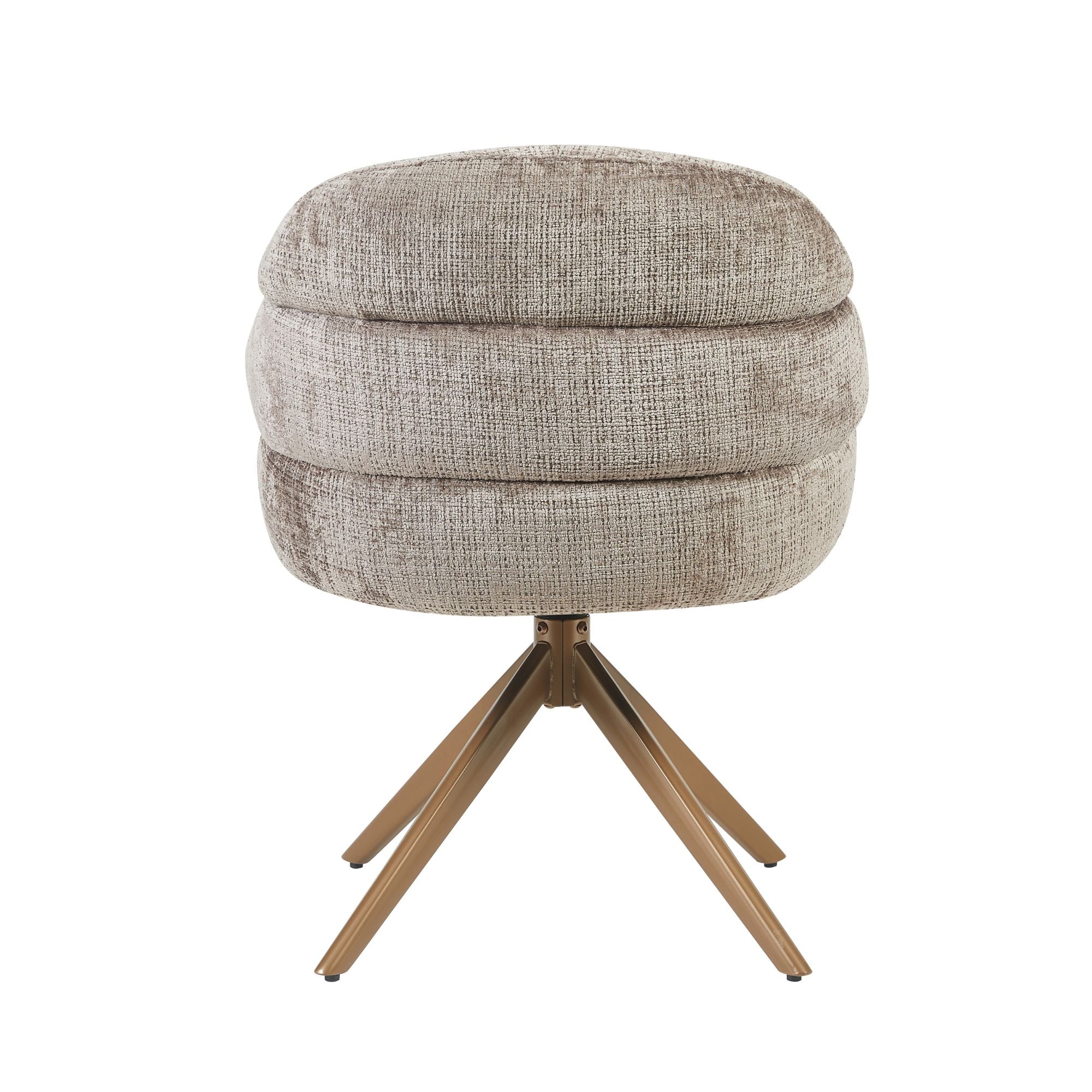 Esszimmerstuhl Bella (2er-Set) | Lehm | Fuß Bronze | Mit Armlehne