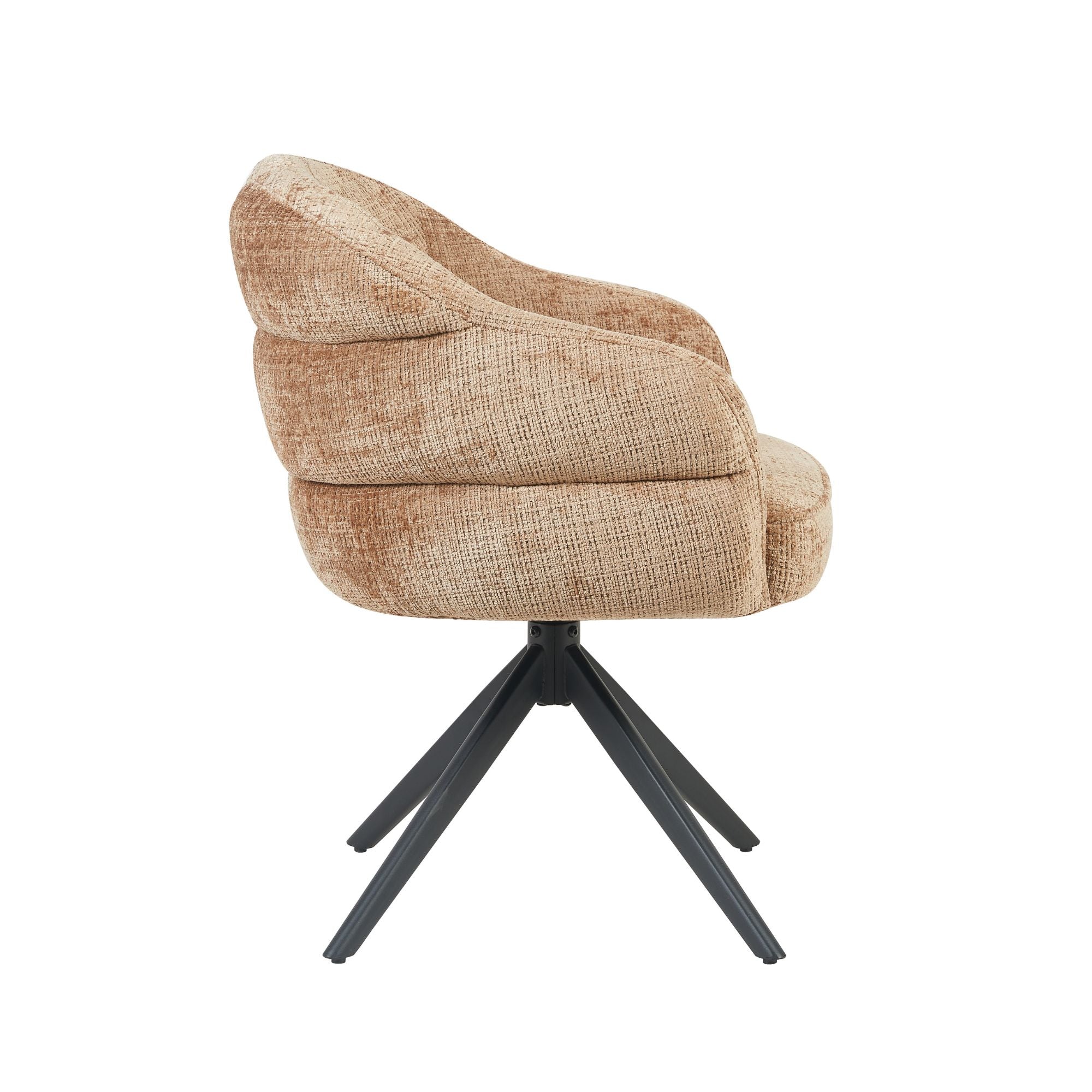 Esszimmerstuhl Bella (2er-Set)| Zimt | Fuß Schwarz | Mit Armlehne