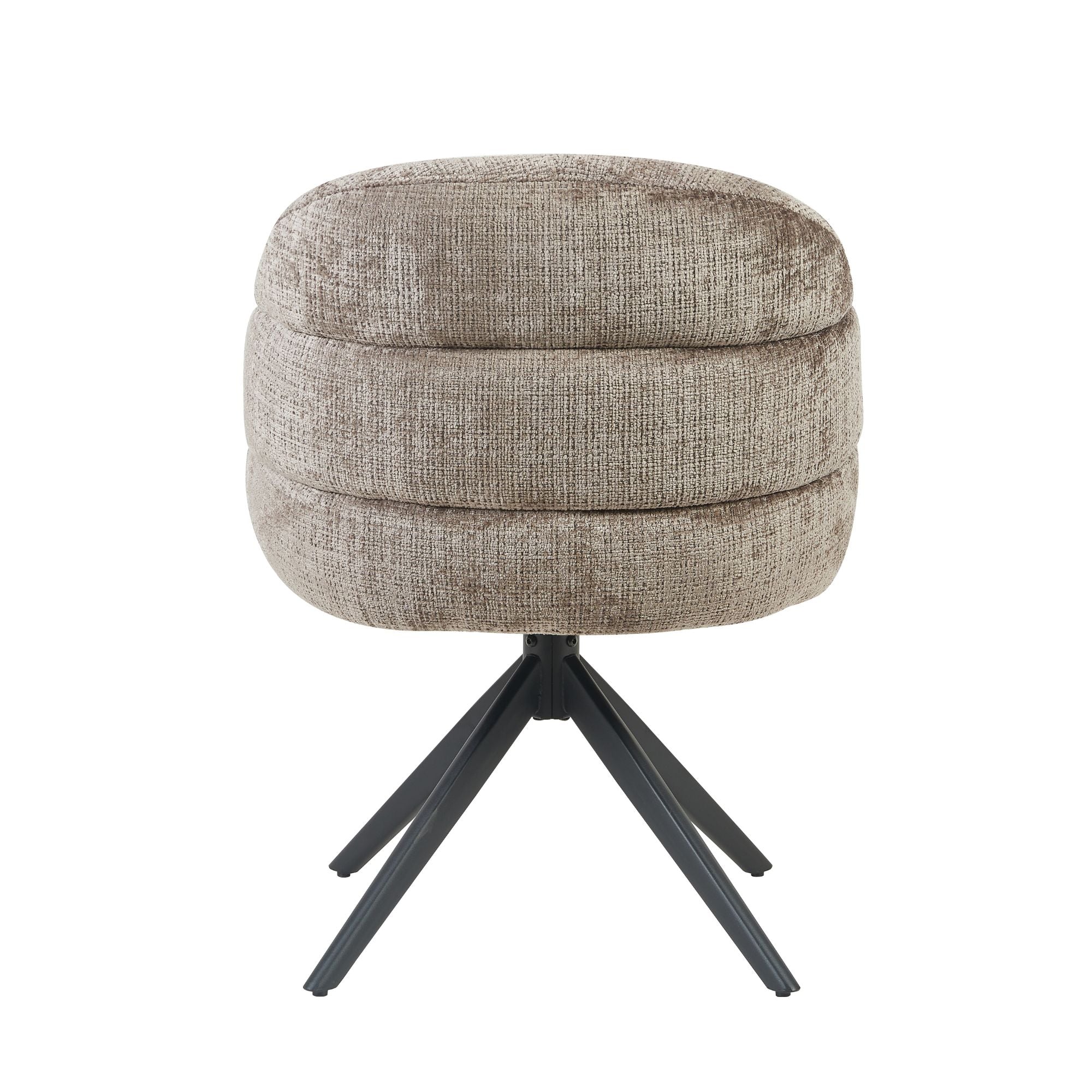 Esszimmerstuhl Bella (2er-Set) | Lehm | Fuß Schwarz | Mit Armlehne