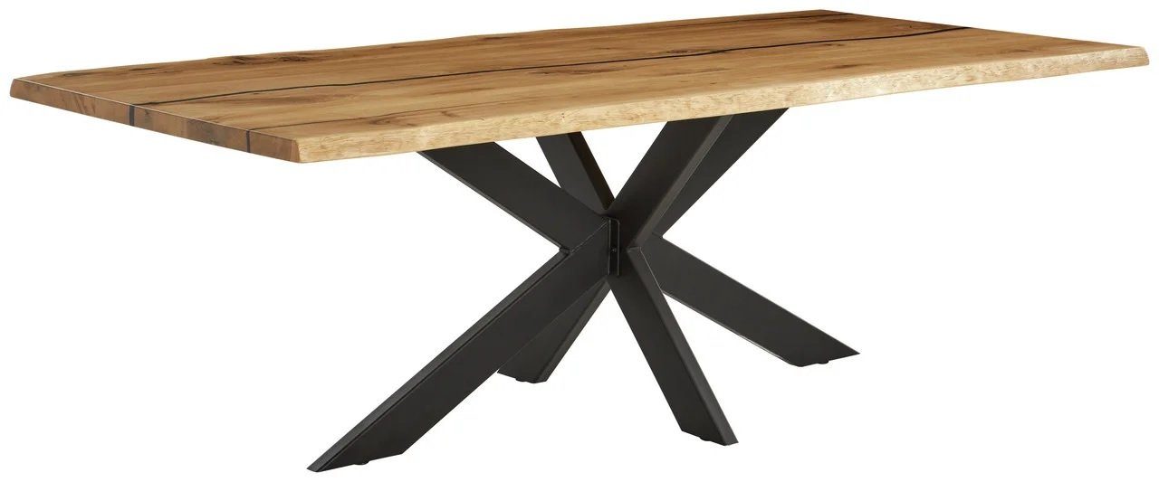 Eiche Epoxidharz Schwarz - Esstisch mit Baumkante - Spider Gestell | Unikat