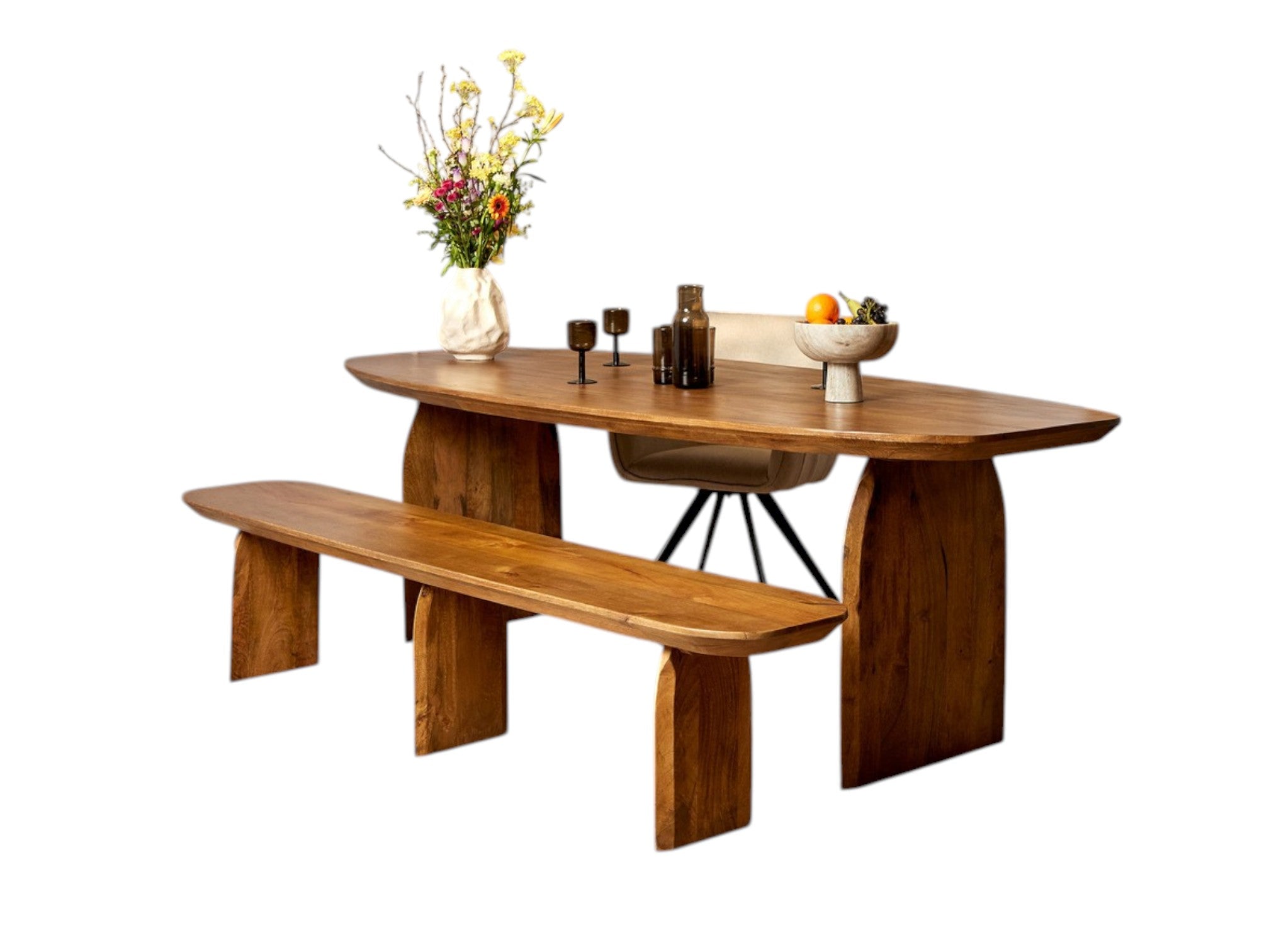 Sitzbank TeyTey – Massives Mangoholz, 220 x 38 x 45 cm, robuste Esszimmerbank