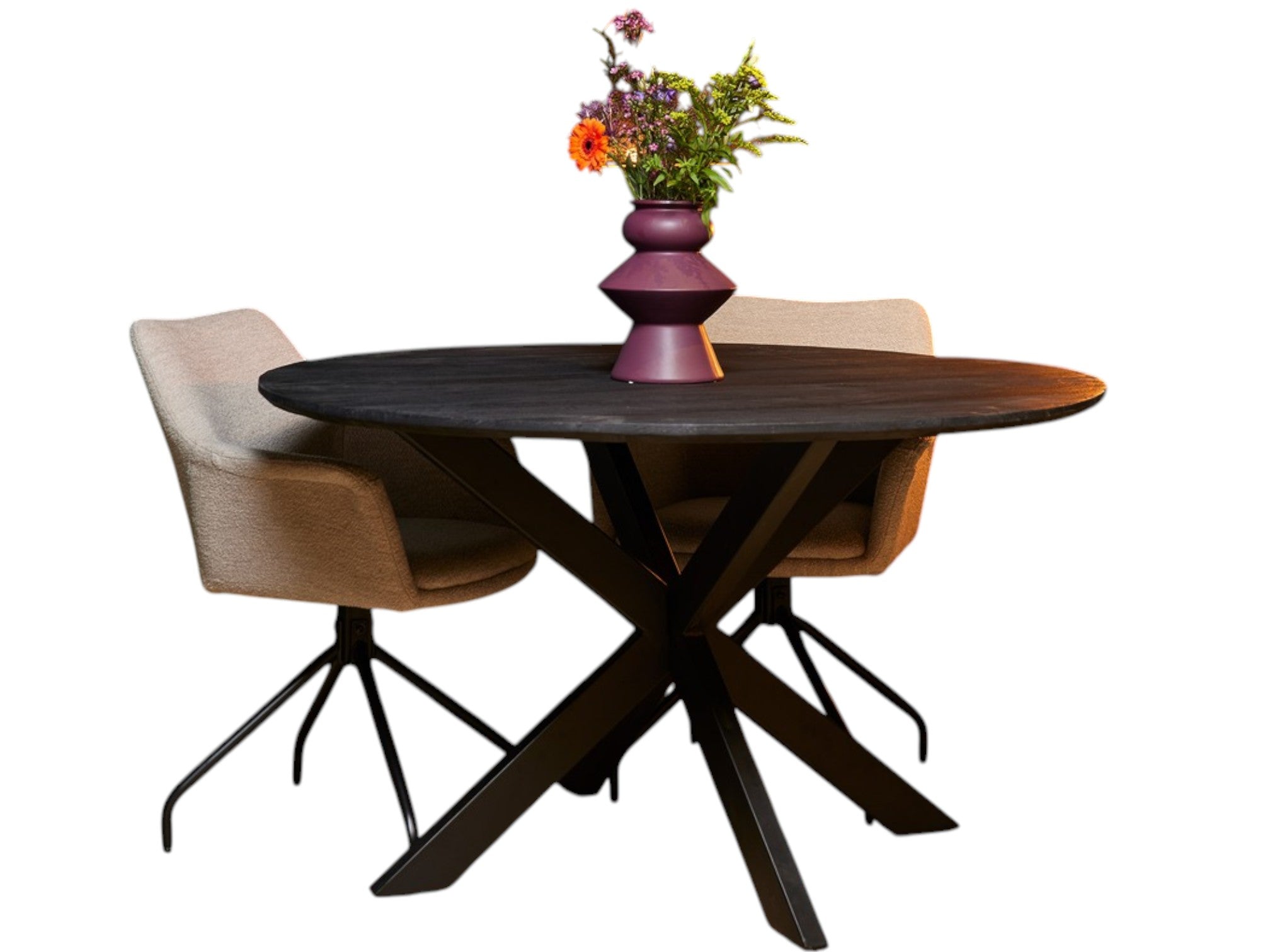 Esstisch Sydney Schwarz – massives Mangoholz, Rund Ø130x76 cm