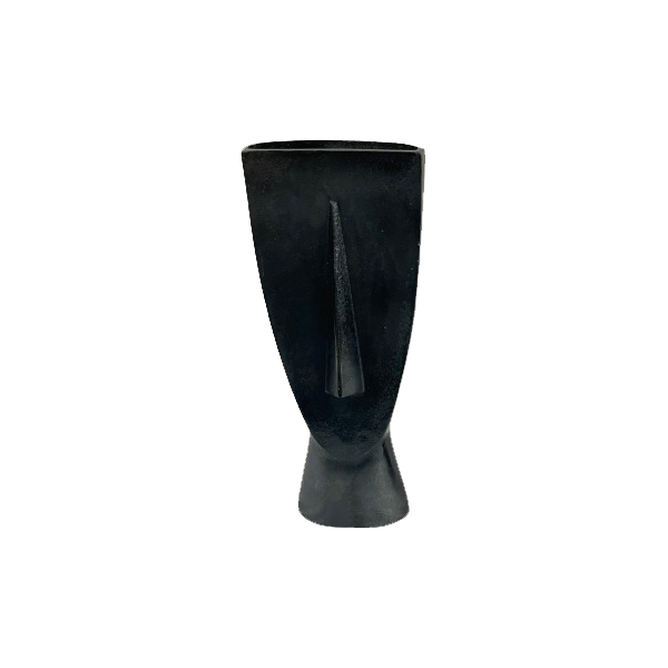 Vase Fin Schwarz Large – Aluminiumvase 16×8×39 cm mit oxidierter Oberfläche, modernes Wohnaccessoire