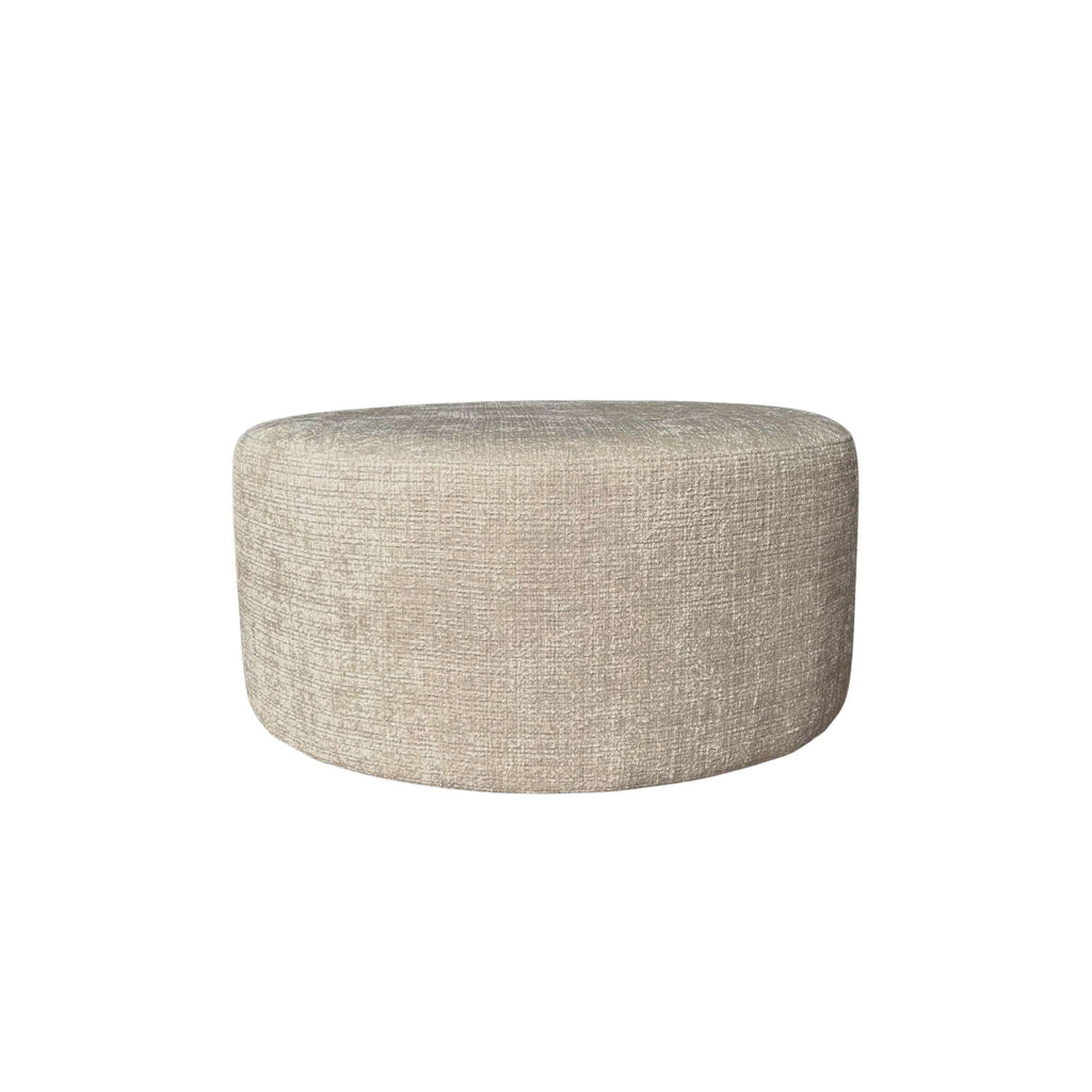 Runder Hocker MeinLieblingsplatz Taupe – Vielseitiger Pouf als Sitzgelegenheit, Fußhocker oder Deko-Element, Ø80 x 39 cm