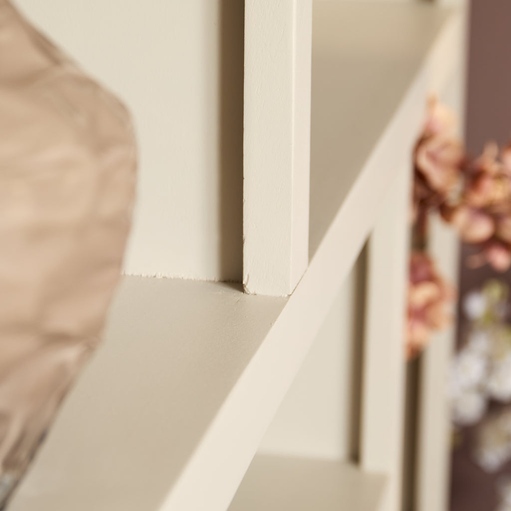 Regal Bali XL Sand 160x45x200 cm – Mangoholz Bücherregal mit offenen Fächern & 3 Türen (Push-to-Open)