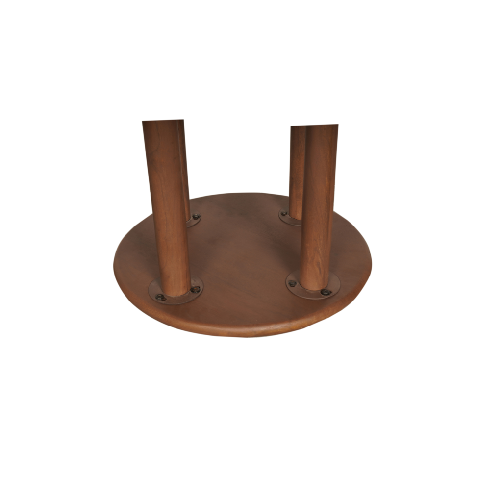 Couchtisch Enzo Walnuss – Massives Mangoholz, rundes Design mit 3 Beinen, 37x37x41 cm