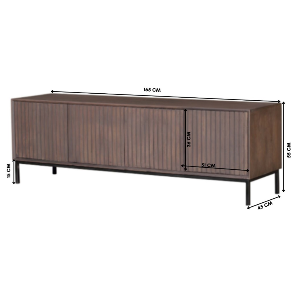 Bücherregal Bali Schwarz – Mangoholz mit modernem Design, 5 offene Fächer & 2 Türen mit Push-to-Open, 90 x 45 x 200 cm