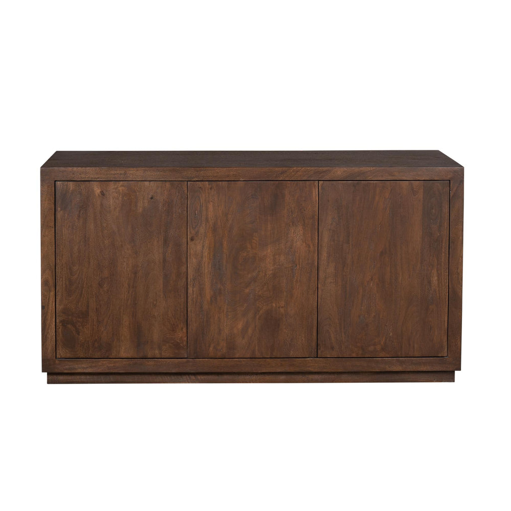 Sideboard Bali Braun – elegante Kommode aus Mangoholz mit 3 Türen & Push-to-Open, 150 x 45 x 80 cm