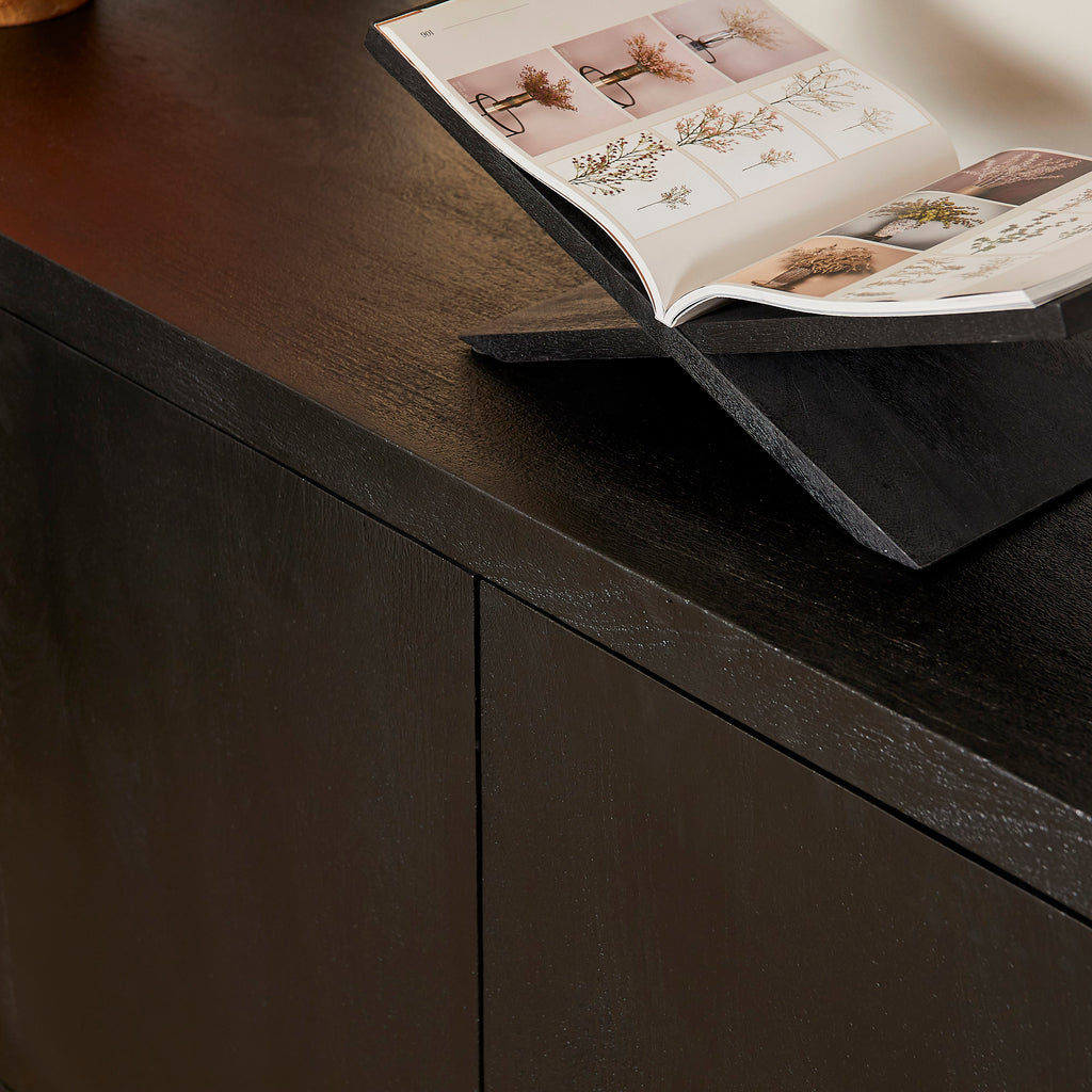 Sideboard Bali Schwarz – Mangoholz mit 4 Türen & Push-to-Open, 200 x 45 x 80 cm