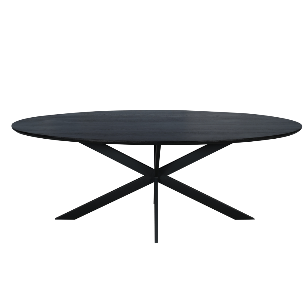 Esstisch Evoque Schwarz – FSC-Massivholz Eiche, Oval 240×110×76 cm