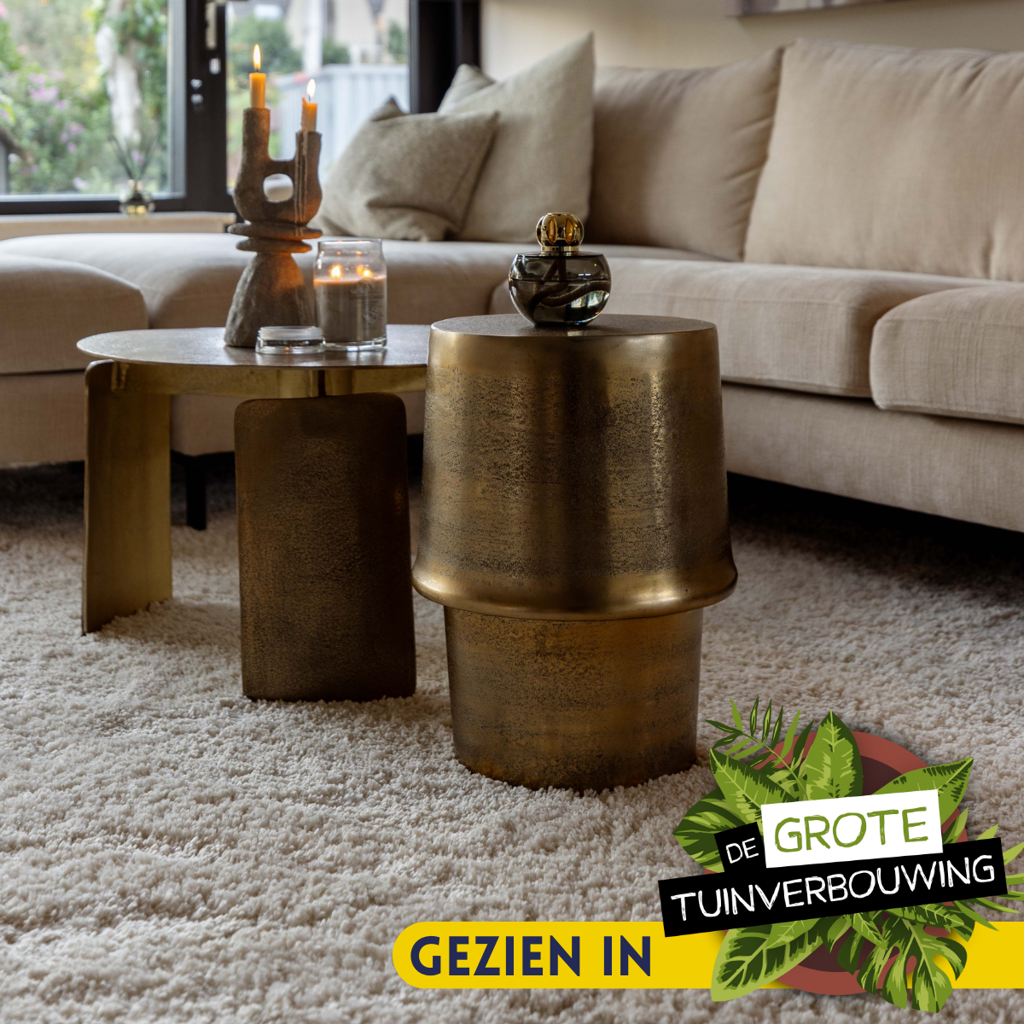 Couchtisch Darwin Ø60x40 cm – runder Aluminiumtisch in luxuriösem Gold-Finish