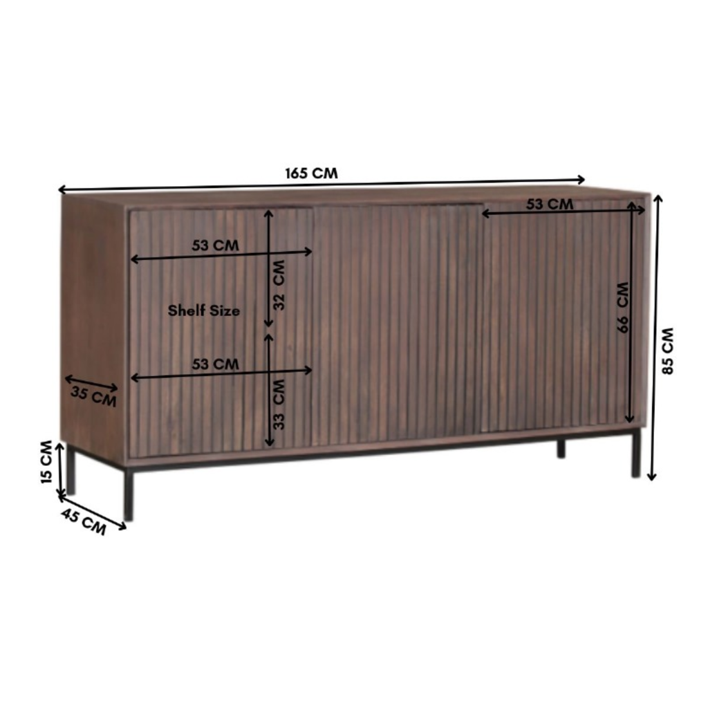 Bücherregal Bali Schwarz – Mangoholz mit modernem Design, 5 offene Fächer & 2 Türen mit Push-to-Open, 90 x 45 x 200 cm