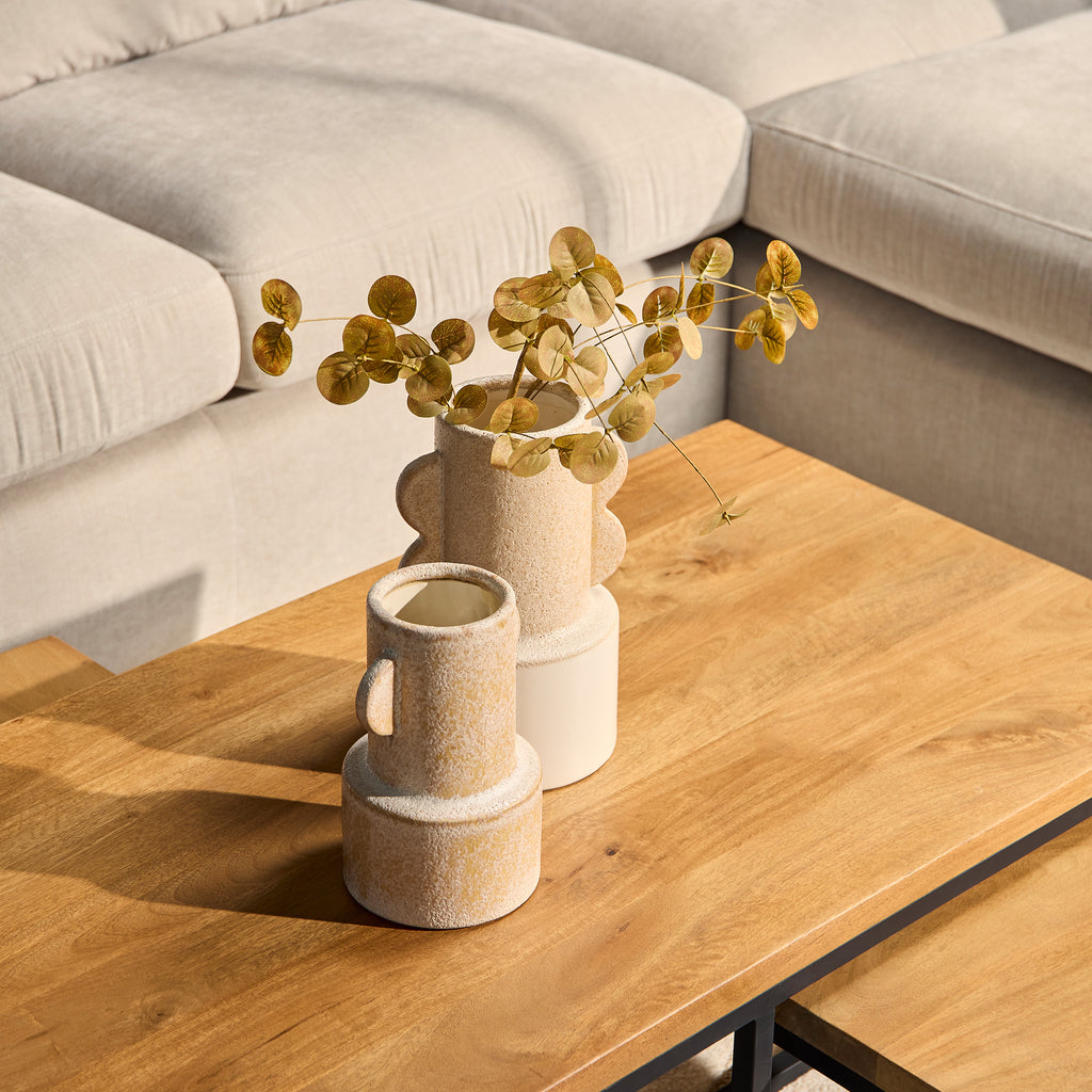 Couchtisch-Set Delta Natur – 3-teilig aus Mangoholz mit Metallgestell, platzsparend und modern, stilvoller Blickfang für jedes Wohnzimmer