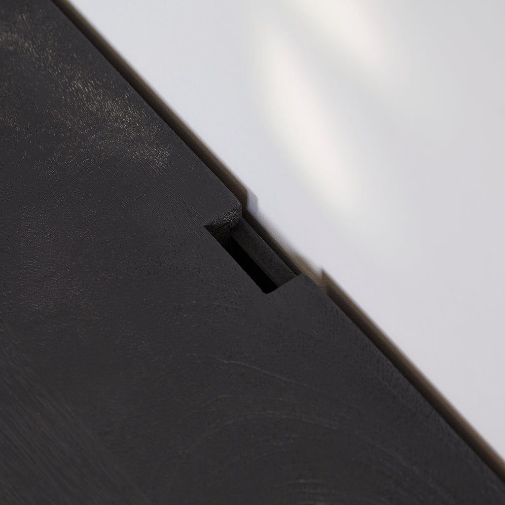 TV-Board Focus Schwarz 120x35x30 cm – modernes schwebendes Lowboard aus Mangoholz mit Push-to-Open