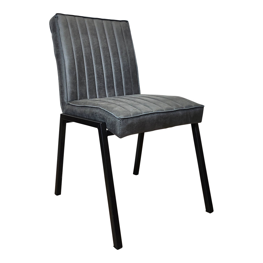 Esszimmerstuhl Molly Anthrazit 52x65x88 cm – Industrial Eco-Leder & schwarzer Rahmen