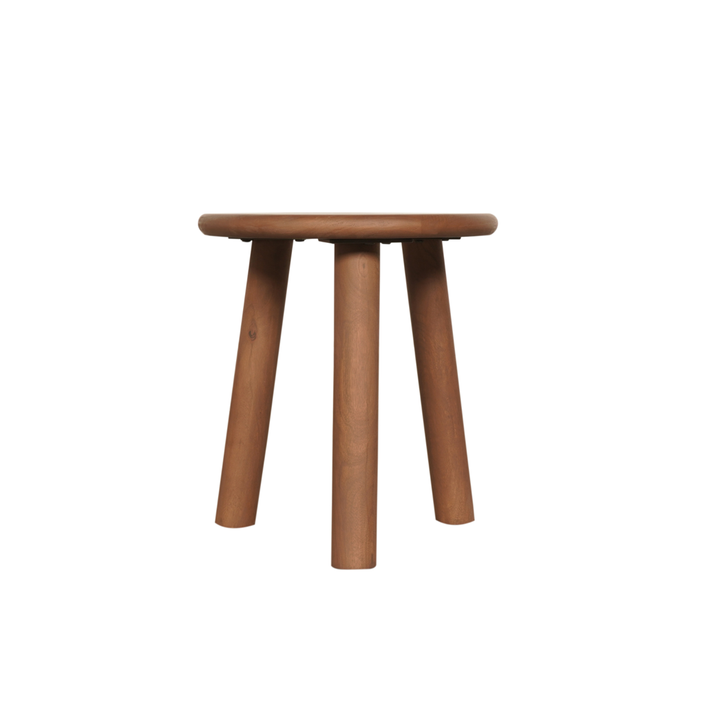 Couchtisch Enzo Walnuss – Massives Mangoholz, rundes Design mit 3 Beinen, 37x37x41 cm