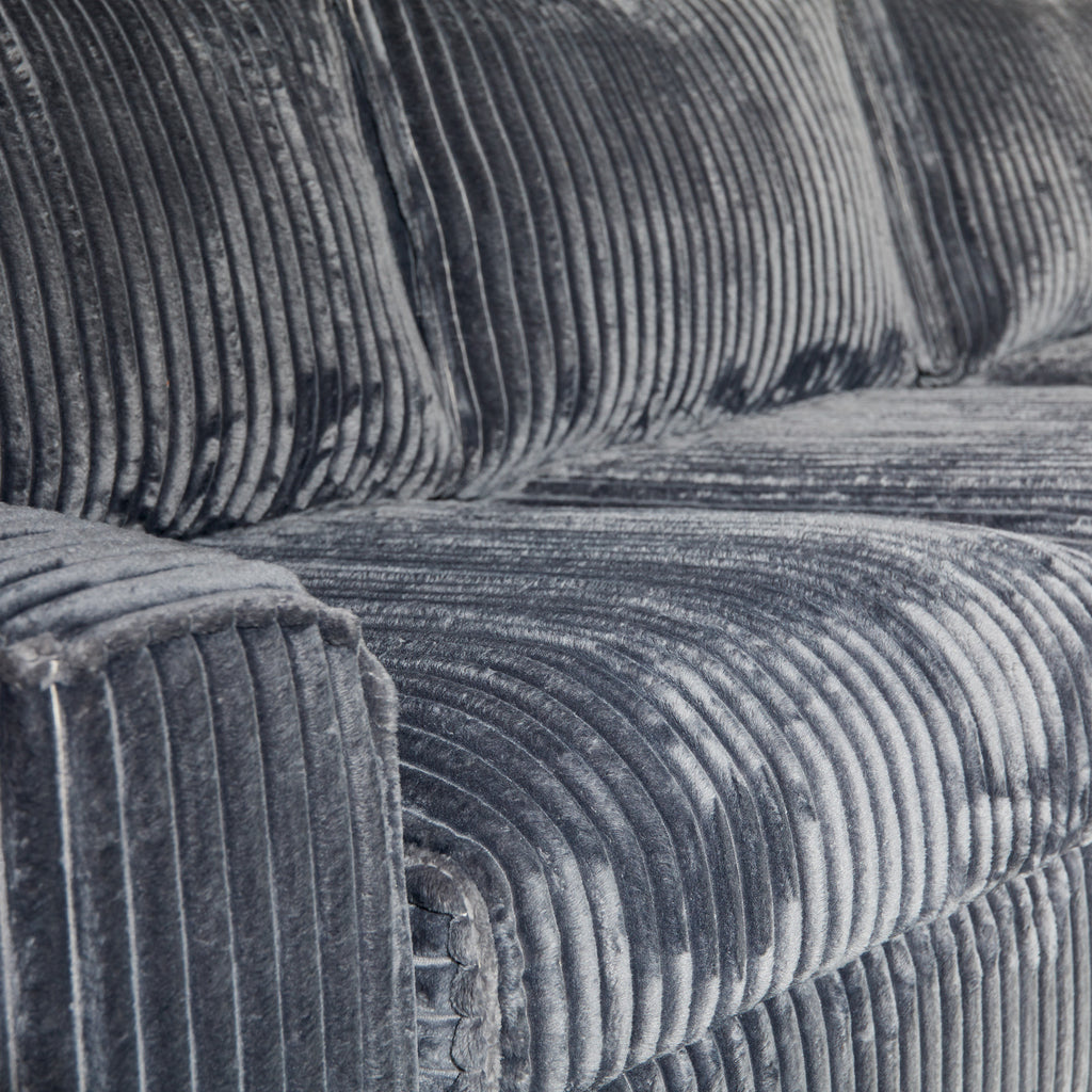 Ecksofa Teddy Anthrazit – MeinLieblingsPlatz Kollektion, Cord Bezug, Recamiere rechts, 271×199×87 cm, Nosag-Federung & Buchenholzrahmen