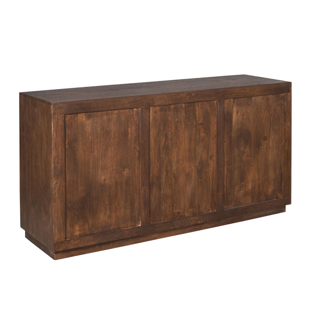 Sideboard Bali Braun – elegante Kommode aus Mangoholz mit 3 Türen & Push-to-Open, 150 x 45 x 80 cm