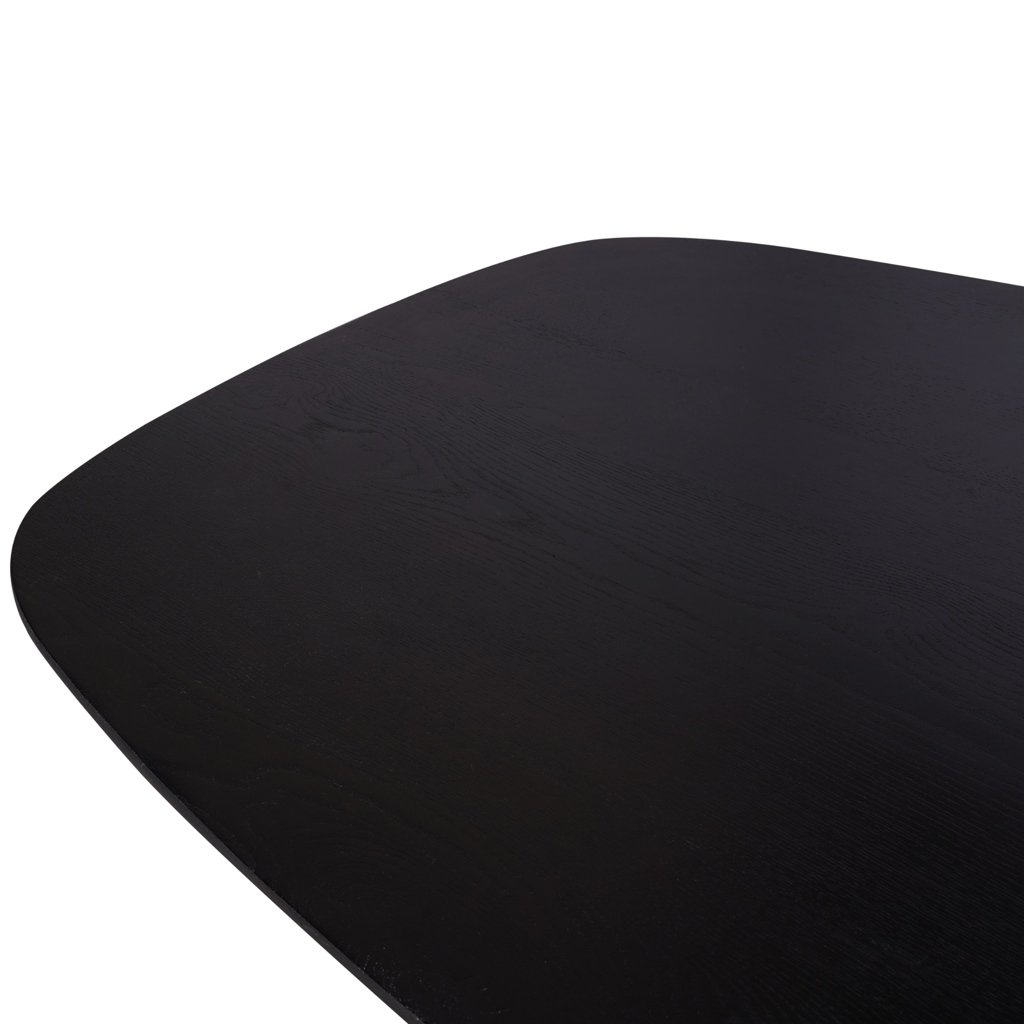 Esstisch Evoque Schwarz 200x100x76 cm – FSC®-zertifizierte Eiche, massive Tischplatte in Schwarz & modernes Gestell