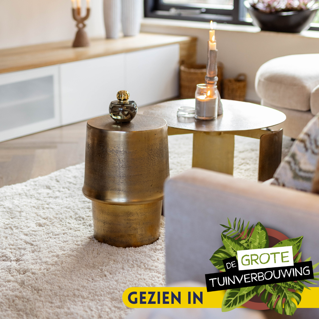 Couchtisch Darwin Ø60x40 cm – runder Aluminiumtisch in luxuriösem Gold-Finish